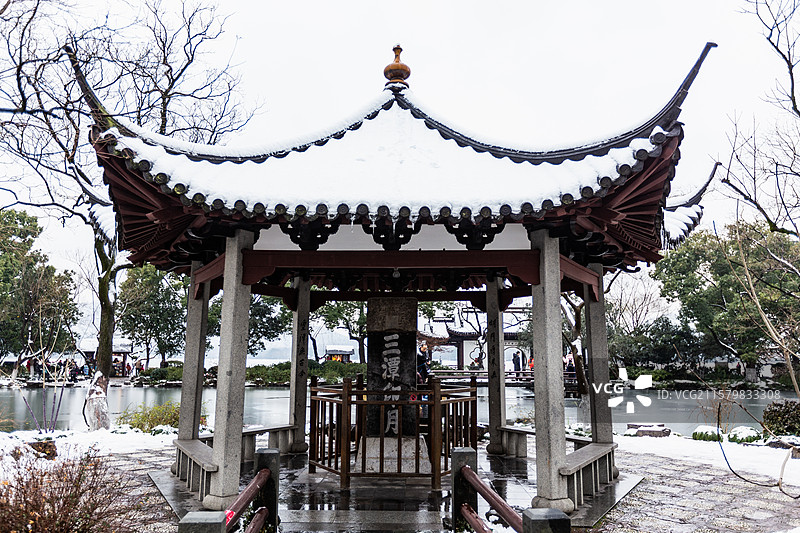 杭州西湖小瀛洲雪韵图片素材