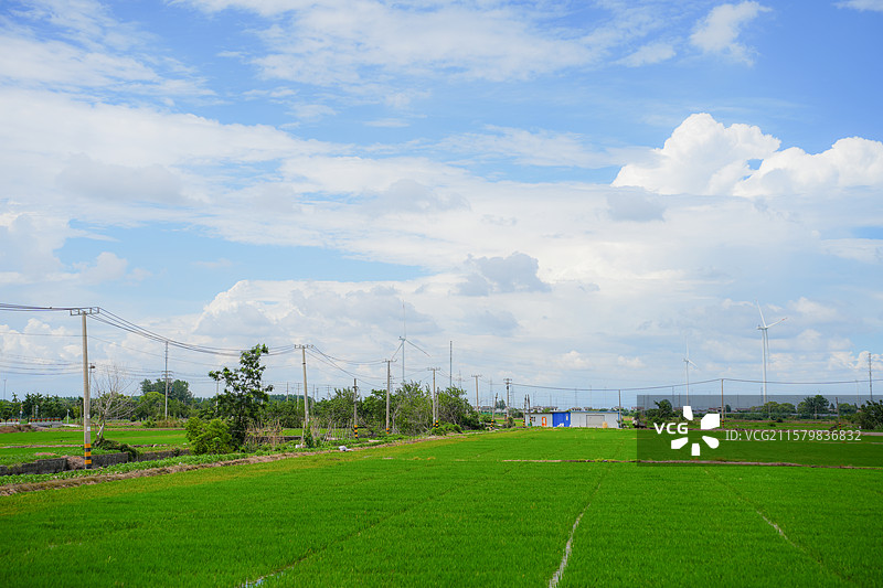 夏天的云朵与田园风光图片素材