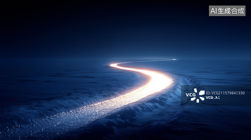 【AI数字艺术】科技光影下的未来之路图片素材