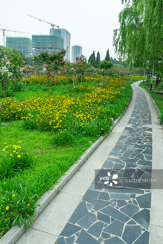 中国成功公园自然风光拍摄主题，山东泰安凤凰湖公园，中国园林公园花园路，户外白昼无人图像摄影图片素材