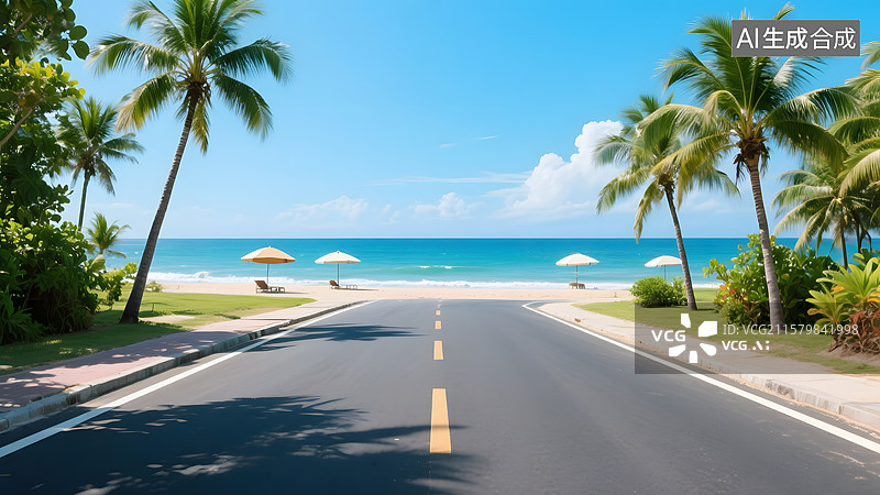 【AI数字艺术】城市夜景道路逆光下的沙漠公路草原山川公路沿海公路等汽车广告旅行背景图图片素材