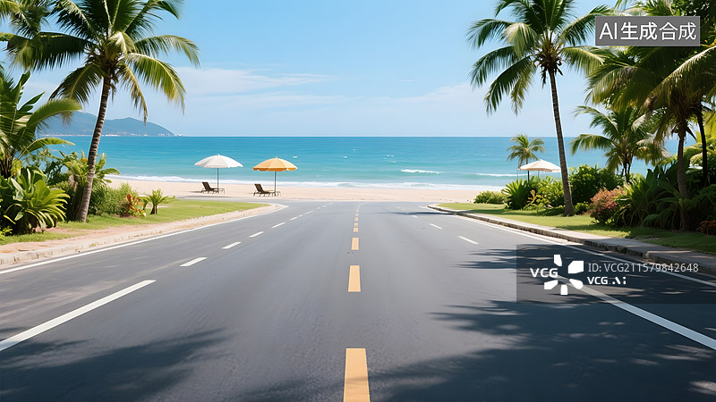 【AI数字艺术】城市夜景道路逆光下的沙漠公路草原山川公路沿海公路等汽车广告旅行背景图图片素材