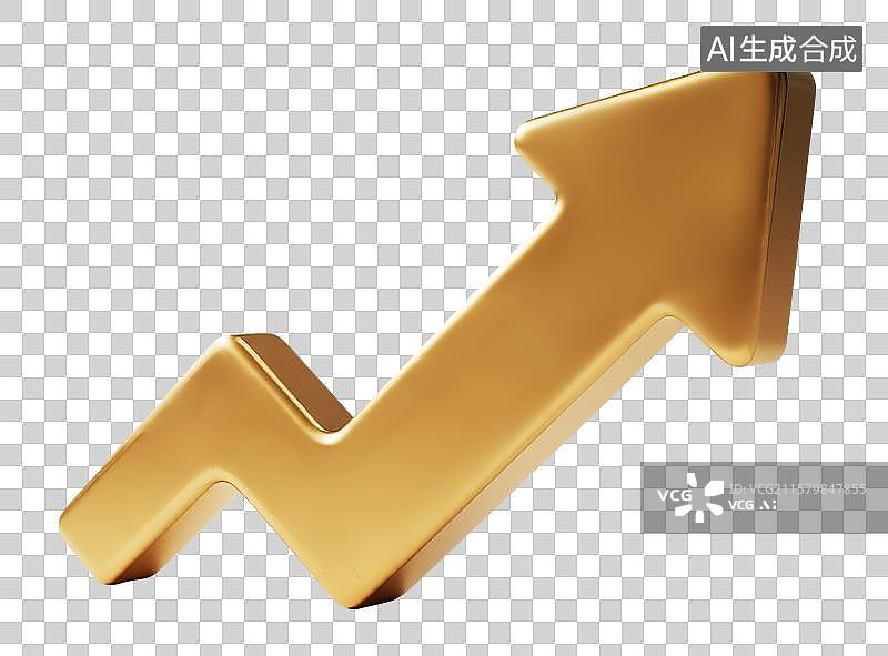 【AI数字艺术】一个向上的金色箭头图片素材