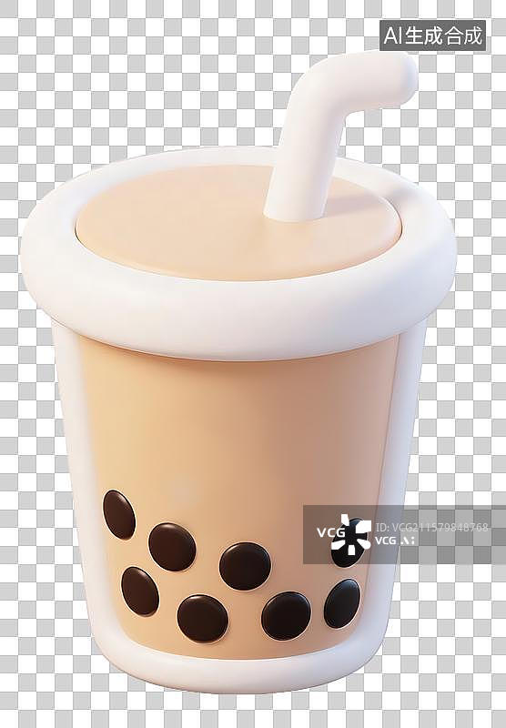 【AI数字艺术】3D一杯珍珠奶茶图片素材