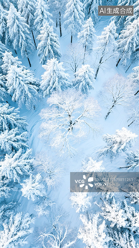 【AI数字艺术】冬日树林四季系列厚涂绘本风格图片素材