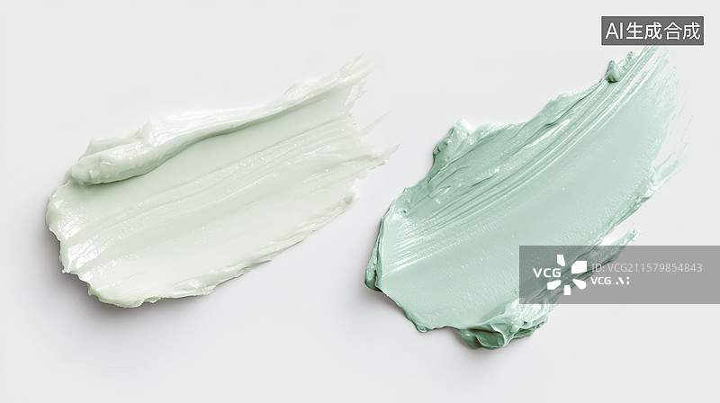 【AI数字艺术】薄荷清洁祛痘面膜绿色膏体奶油乳霜质地图片素材