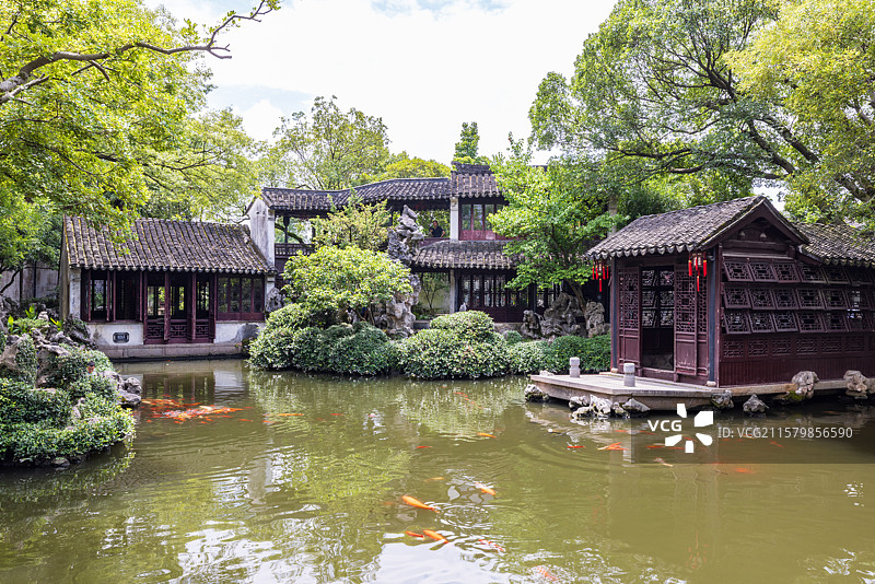 江苏省苏州市同里古镇风景区退思园建筑风光图片素材