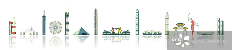 深圳城市描边矢量插画图片素材