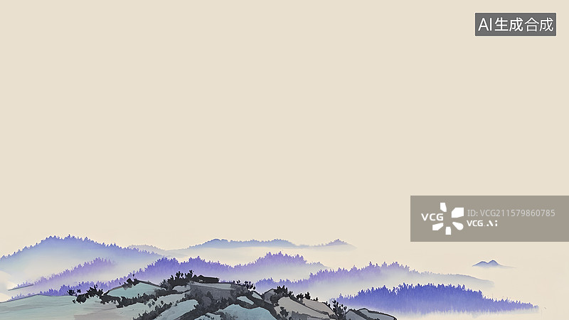 【AI数字艺术】水墨画背景居下图片素材