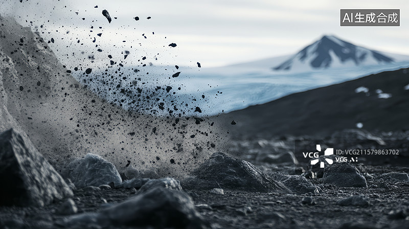 【AI数字艺术】冬天冰地里的沙尘暴图片素材