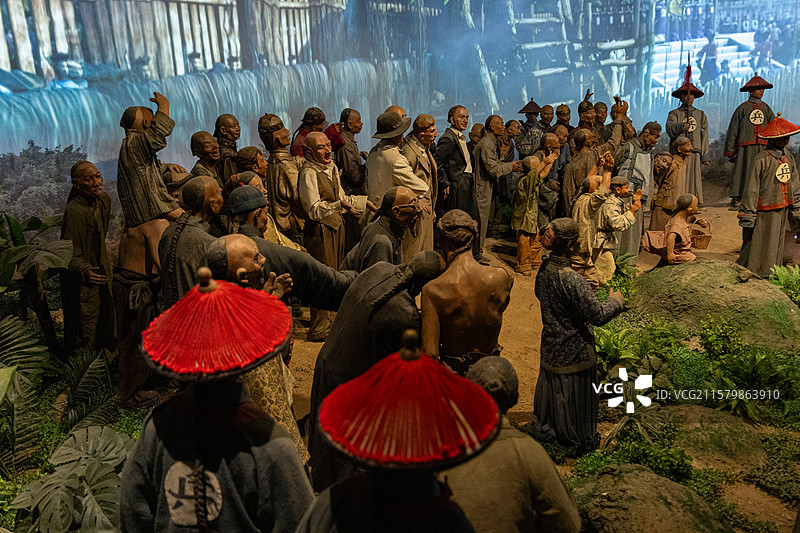 虎门销烟模型雕塑图片素材