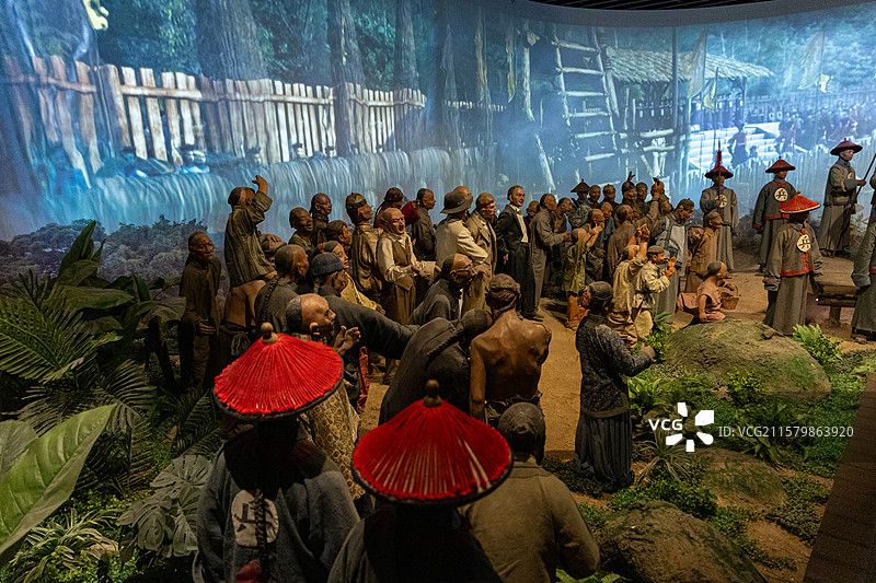 虎门销烟模型雕塑图片素材