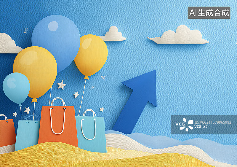 【AI数字艺术】夏日海滩购物之旅图片素材