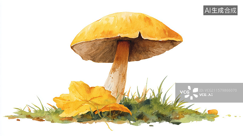 【AI数字艺术】草地上的橙色蘑菇图片素材