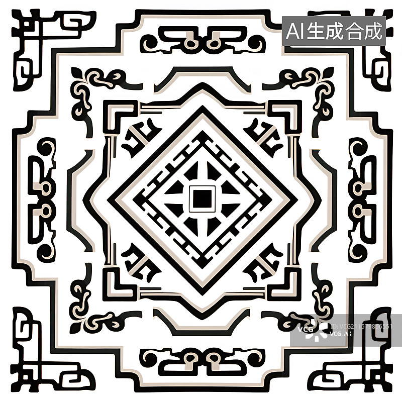 【AI数字艺术】中国传统花纹藻井纹图片素材
