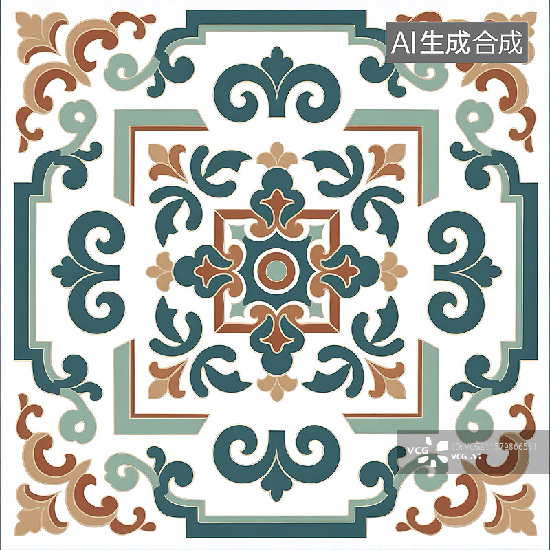 【AI数字艺术】中国传统花纹藻井纹图片素材