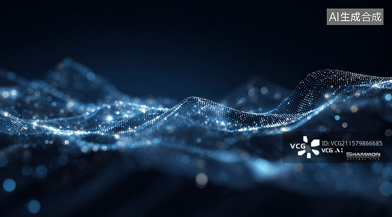 【AI数字艺术】蓝色光影流动之美图片素材