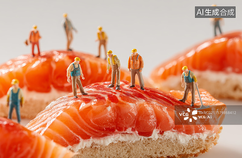 【AI数字艺术】寿司上的小人世界图片素材