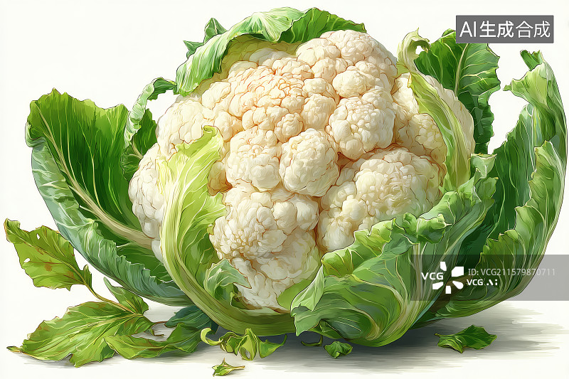【AI数字艺术】一颗成熟的花椰菜插画图片素材