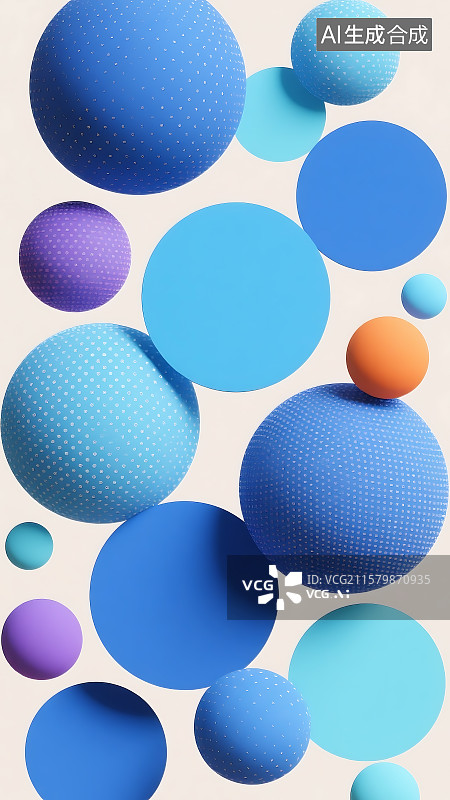 【AI数字艺术】圆形抽象背景插图素材 鲜艳颜色生动 蓝色 商务简洁风格 金融科技 人工智能 ppt图片素材