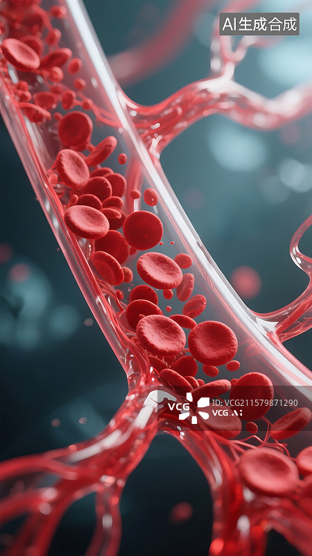 【AI数字艺术】血管和血小板红细胞 医学科普图 3D模型图片素材