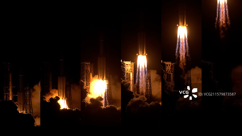 长征七号火箭起飞拼图图片素材