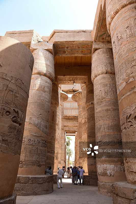 卡纳克神庙古埃及圆柱廊柱建筑群图片素材