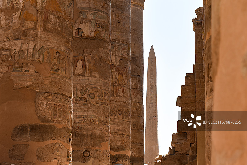 卡纳克神庙古埃及圆柱廊柱方尖碑建筑群图片素材