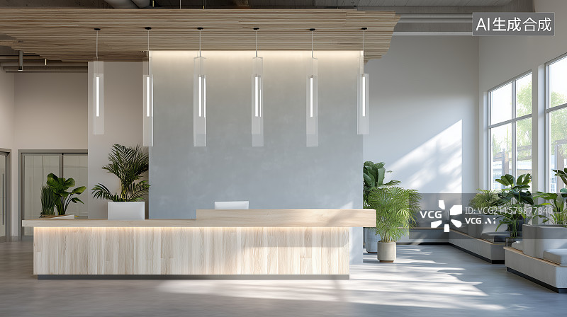 【AI数字艺术】简约风格前台接待区设计图图片素材