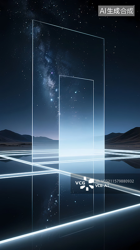 【AI数字艺术】蓝色科技背景图片素材