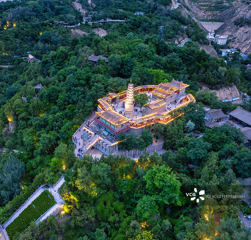 兰州白塔山寺夜色，白塔山夜色图片素材