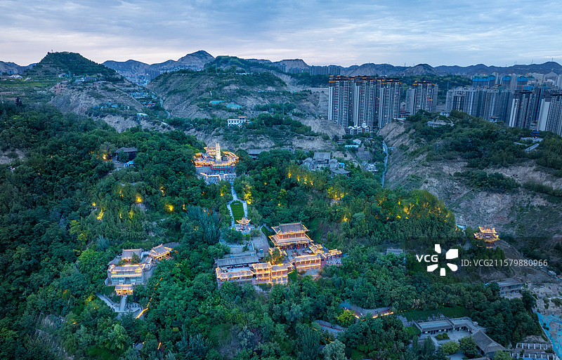 兰州白塔山寺夜色，白塔山夜色图片素材