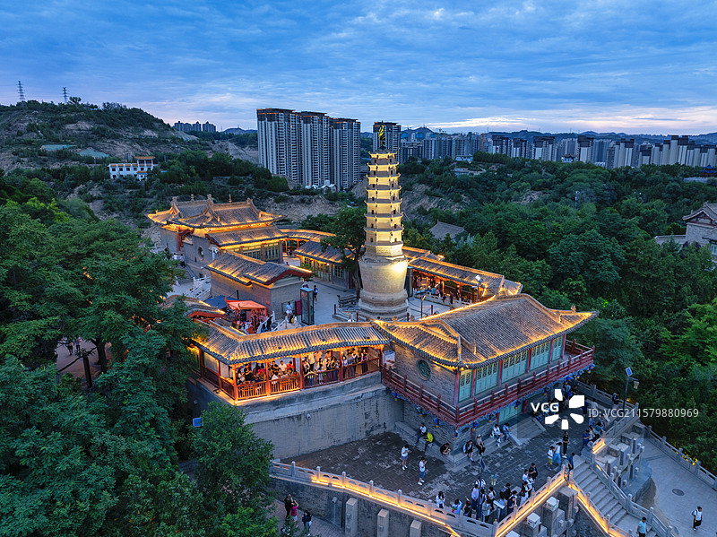 兰州白塔山寺夜色，白塔山夜色图片素材
