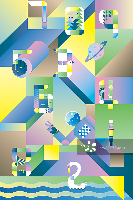 数字世界概念插画壁纸图片素材