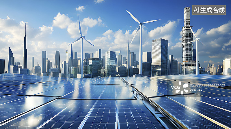【AI数字艺术】沙漠太阳能城市​图片素材