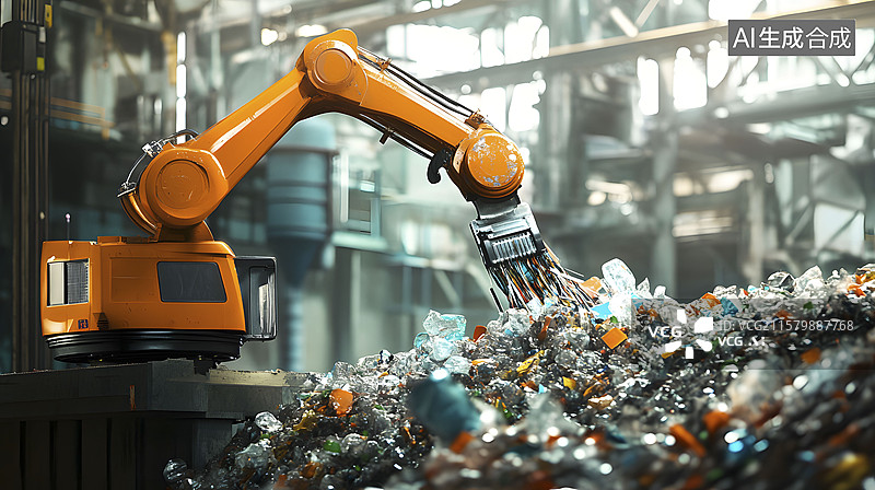 【AI数字艺术】塑料回收机器人​图片素材