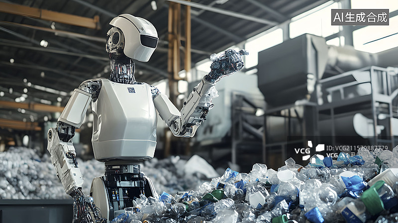 【AI数字艺术】塑料回收机器人​图片素材