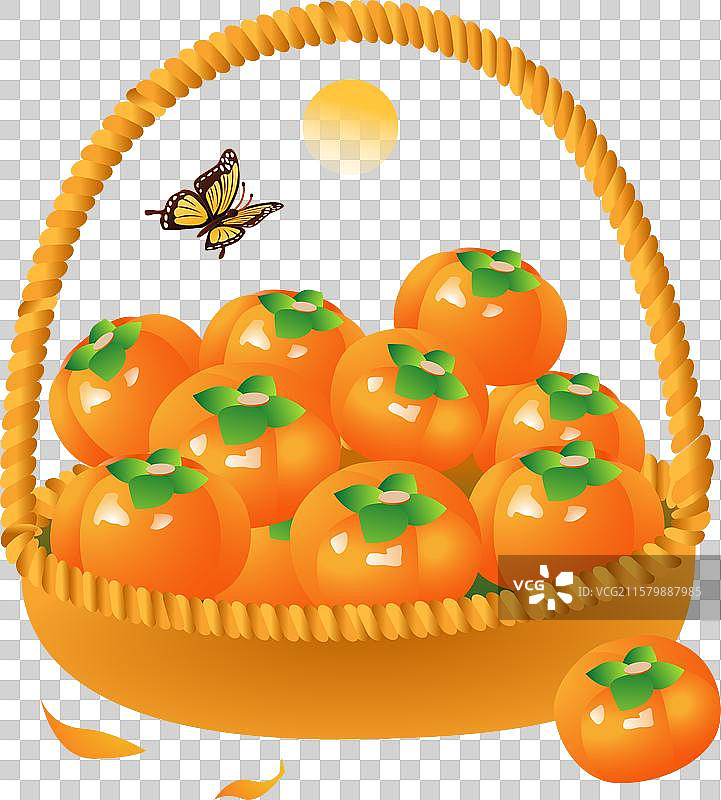 一篮子柿子图片素材