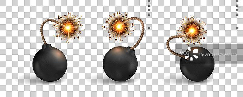 逼真的炸弹，带有燃烧的引信和TNT武器图片素材