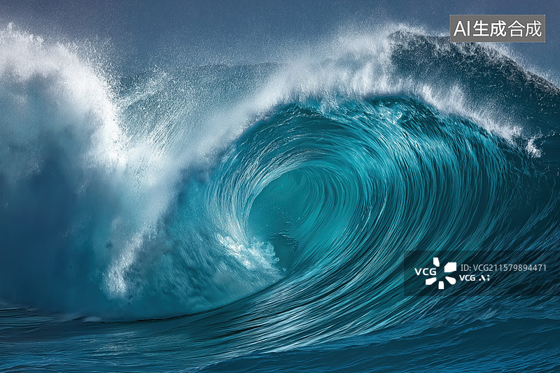 【AI数字艺术】巨浪翻滚的海洋瞬间图片素材
