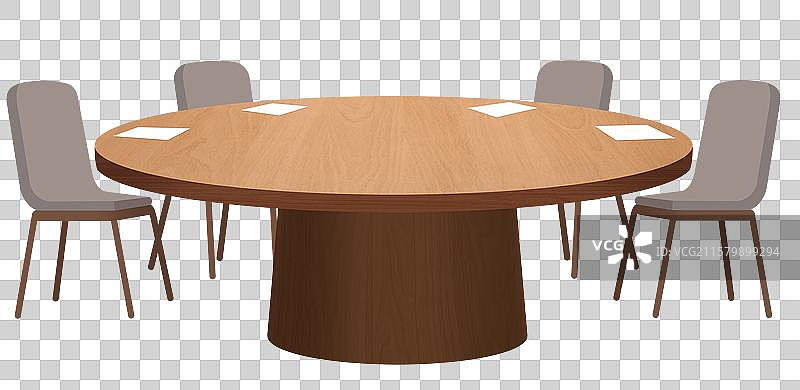 室内谈话访谈节目演播厅对话演讲讨论话题书房书柜柜子圆桌场景插画图片素材