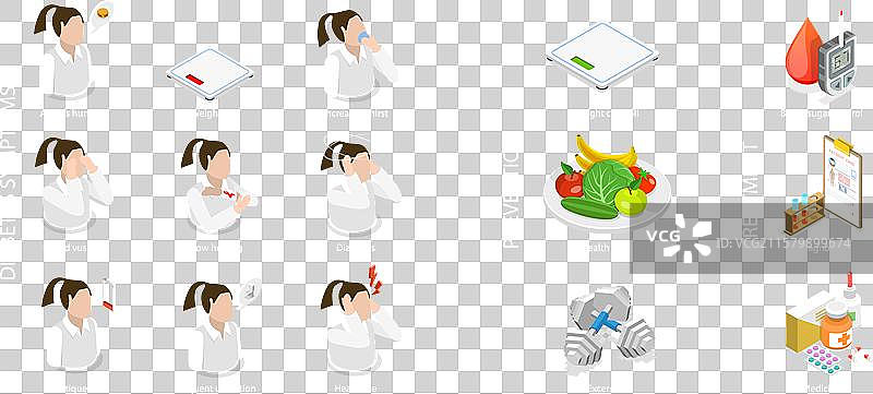 糖尿病的3D等距平面图图片素材