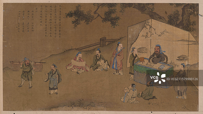 古代绘画，孔子圣迹图，适卫击磬图片素材