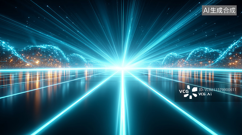 【AI数字艺术】未来科技光束场景图片素材