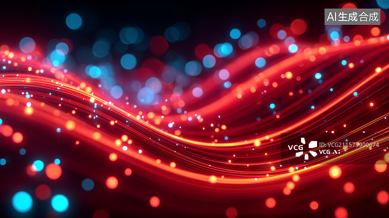 【AI数字艺术】流光溢彩的波浪线条图片素材