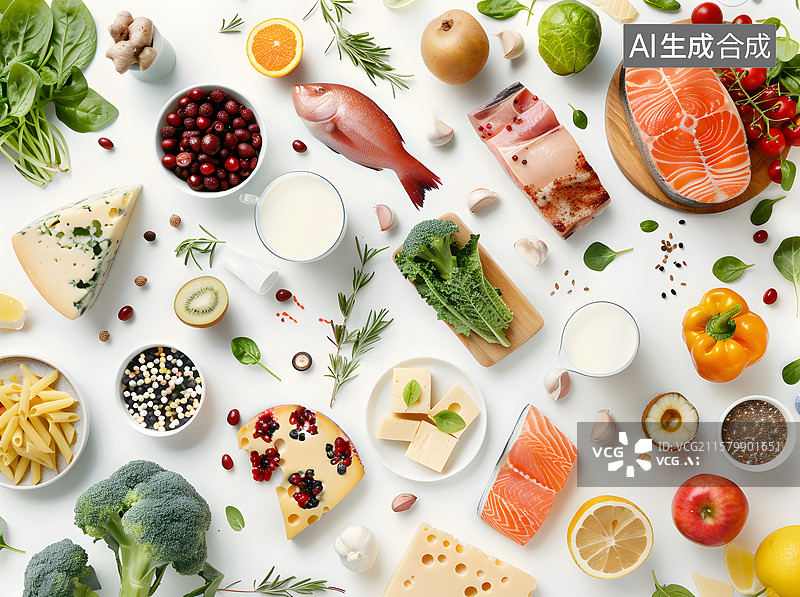 【AI数字艺术】白色背景上的各种海鲜食材图片素材