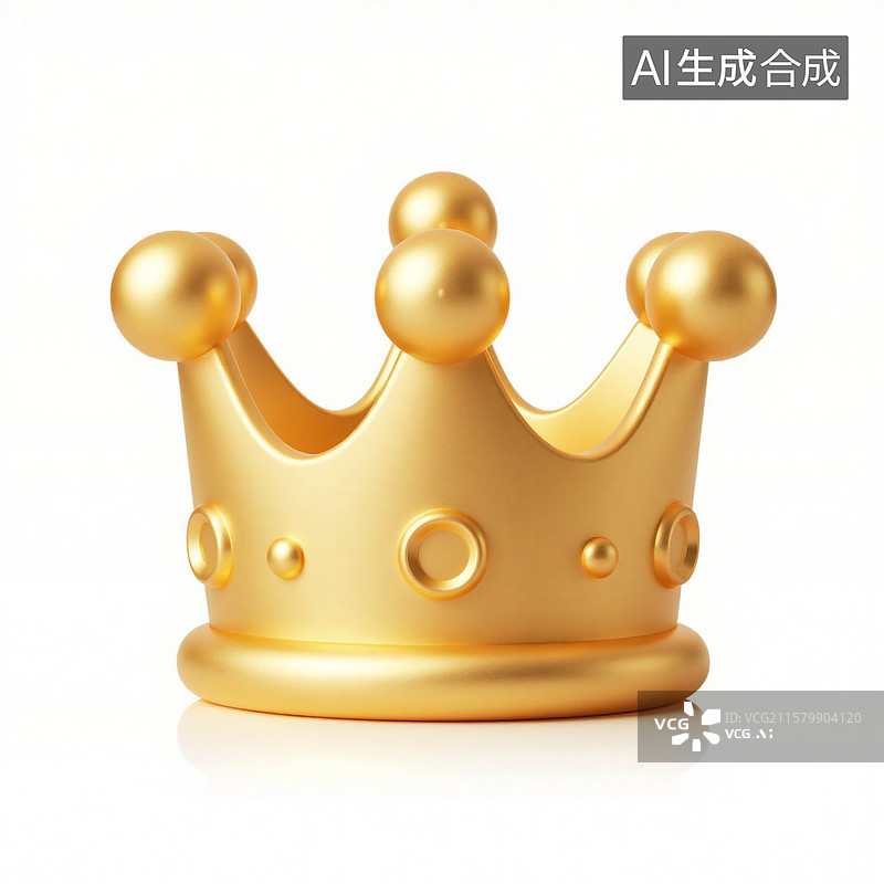 【AI数字艺术】3D金色皇冠图标图片素材