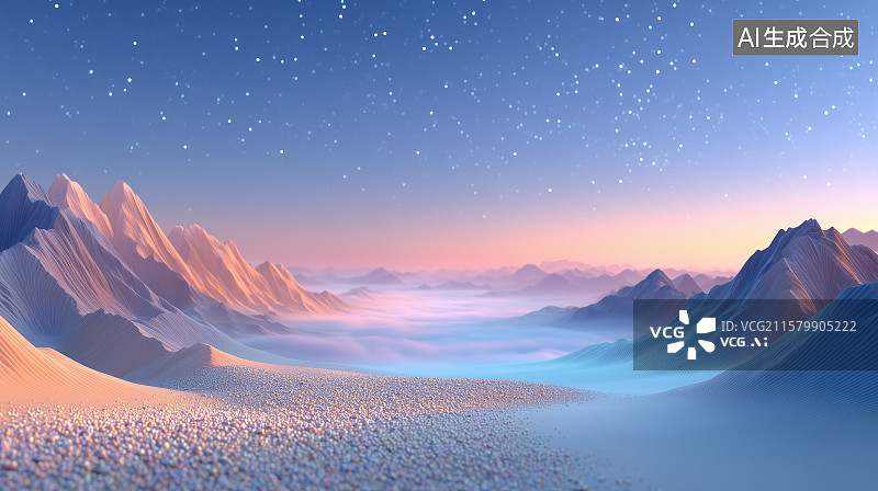 【AI数字艺术】未来科技山水景观图片素材