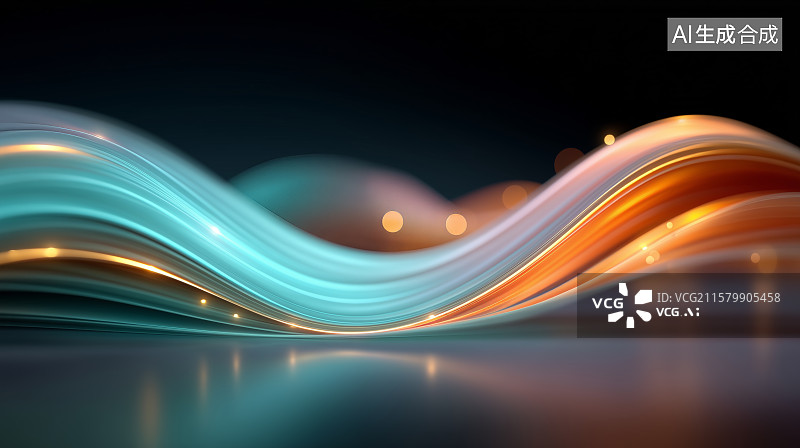 【AI数字艺术】流光溢彩的抽象波浪背景图片素材