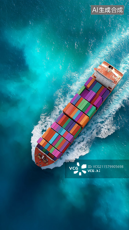 【AI数字艺术】集装箱货船在海上航行图片素材